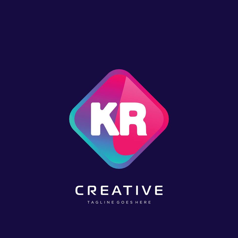 KR initial logo With Colorful template vector. vector