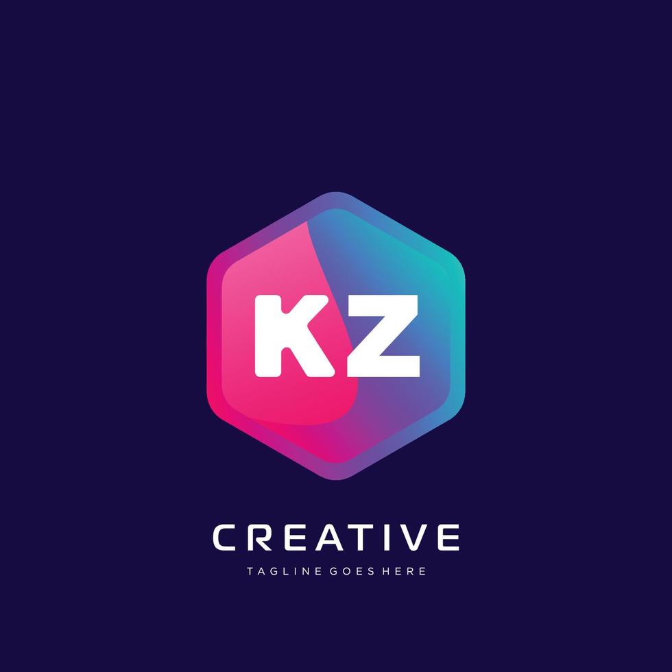 KZ initial logo With Colorful template vector. vector