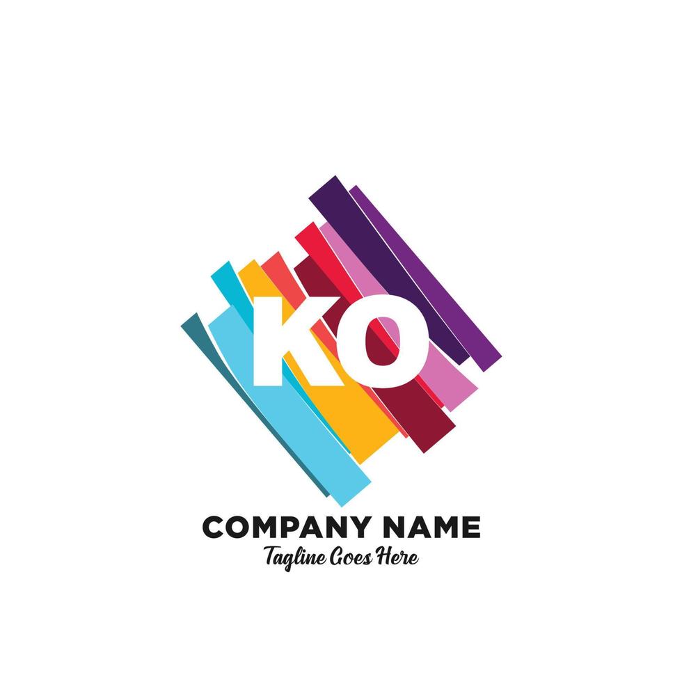 KO initial logo With Colorful template vector