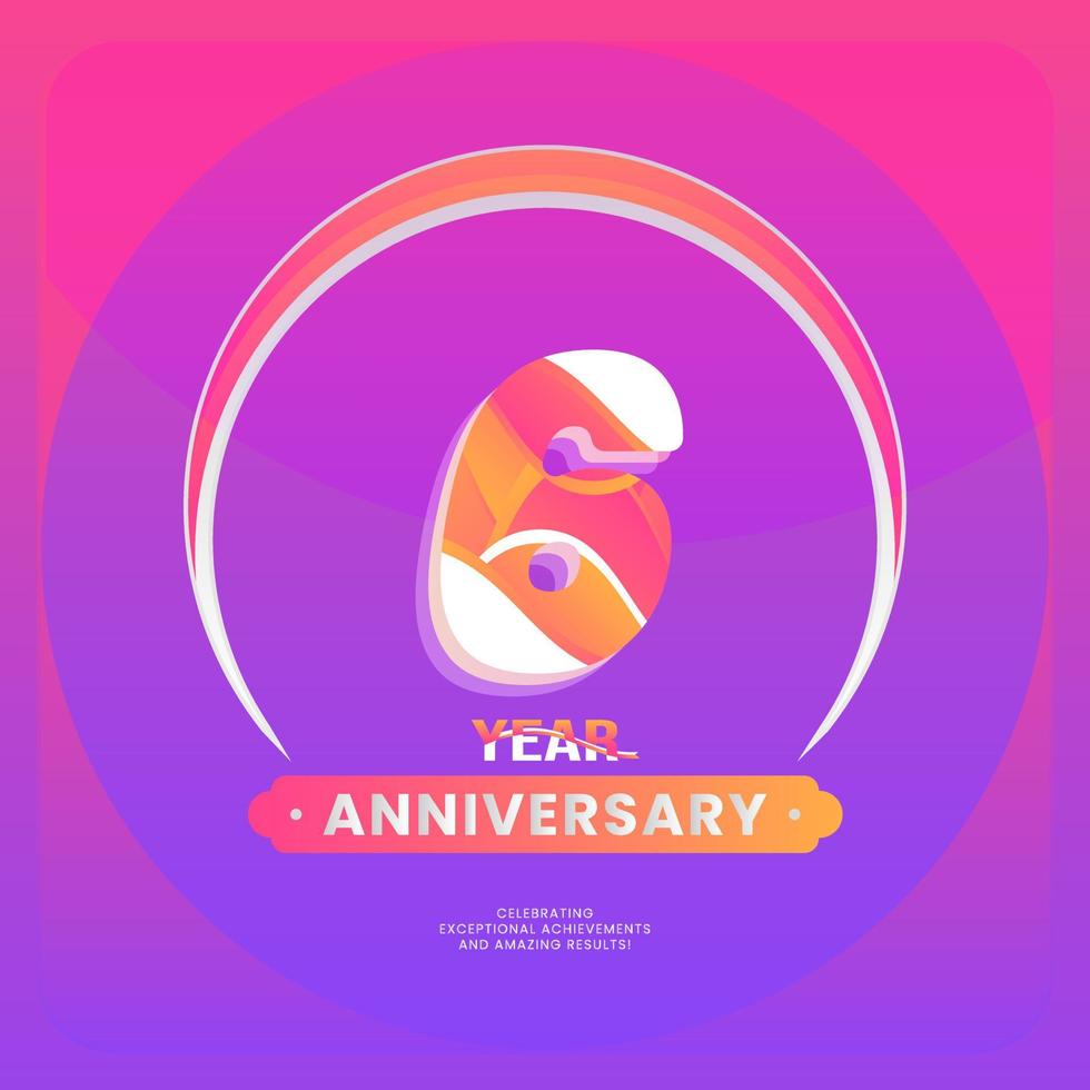 Anniversary with number year celebration and violet colors. vector