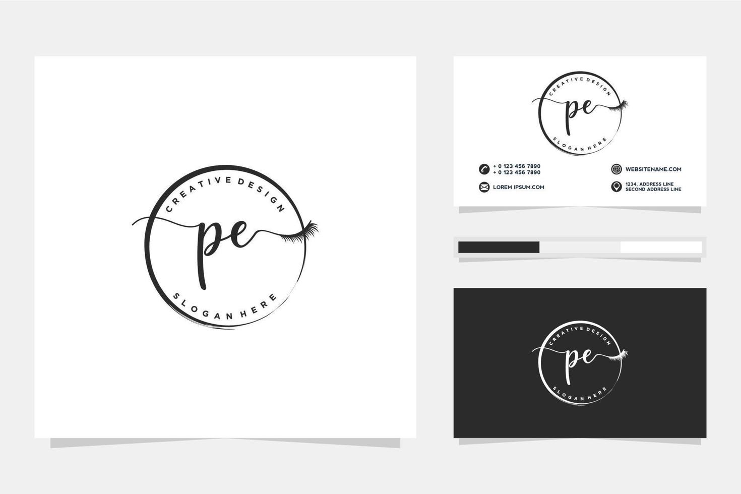 Initial PE Feminine logo collections and business card template Premium Vector