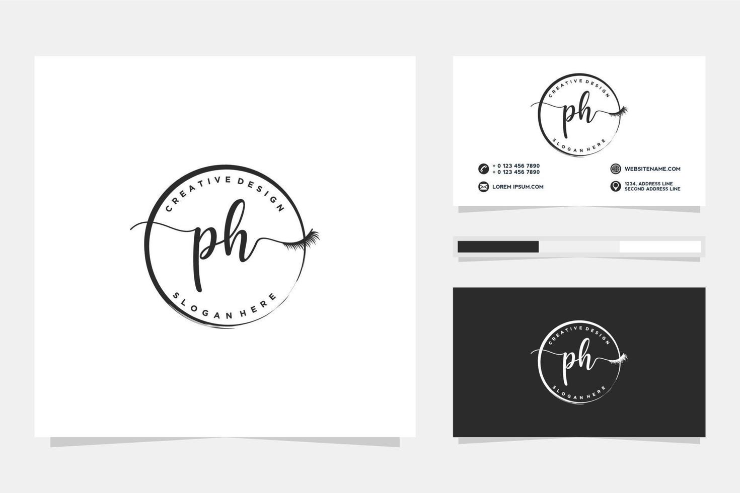 inicial ph femenino logo colecciones y negocio tarjeta modelo prima vector