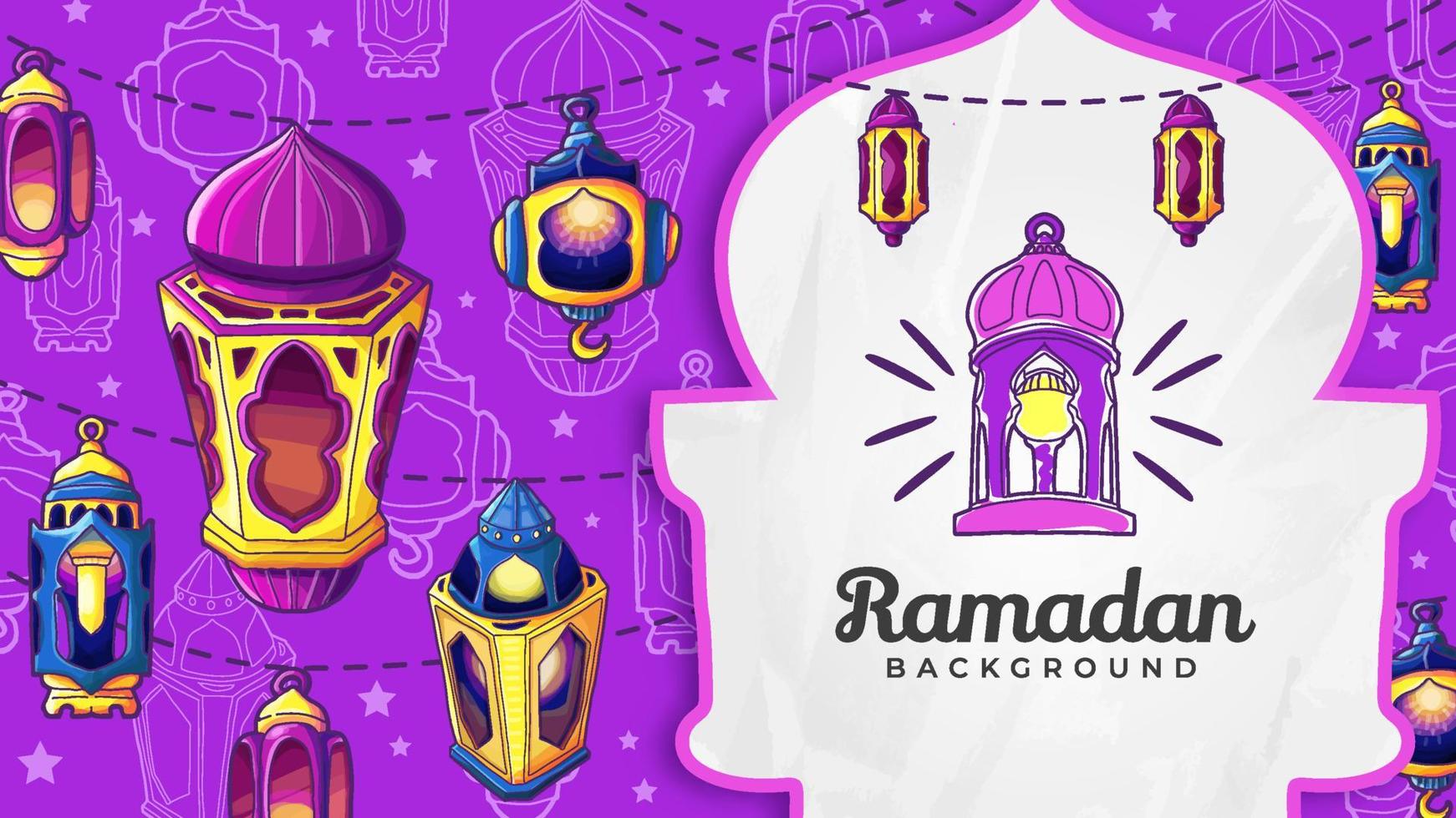 Hand Drawn Ramadan Lanterns Background vector