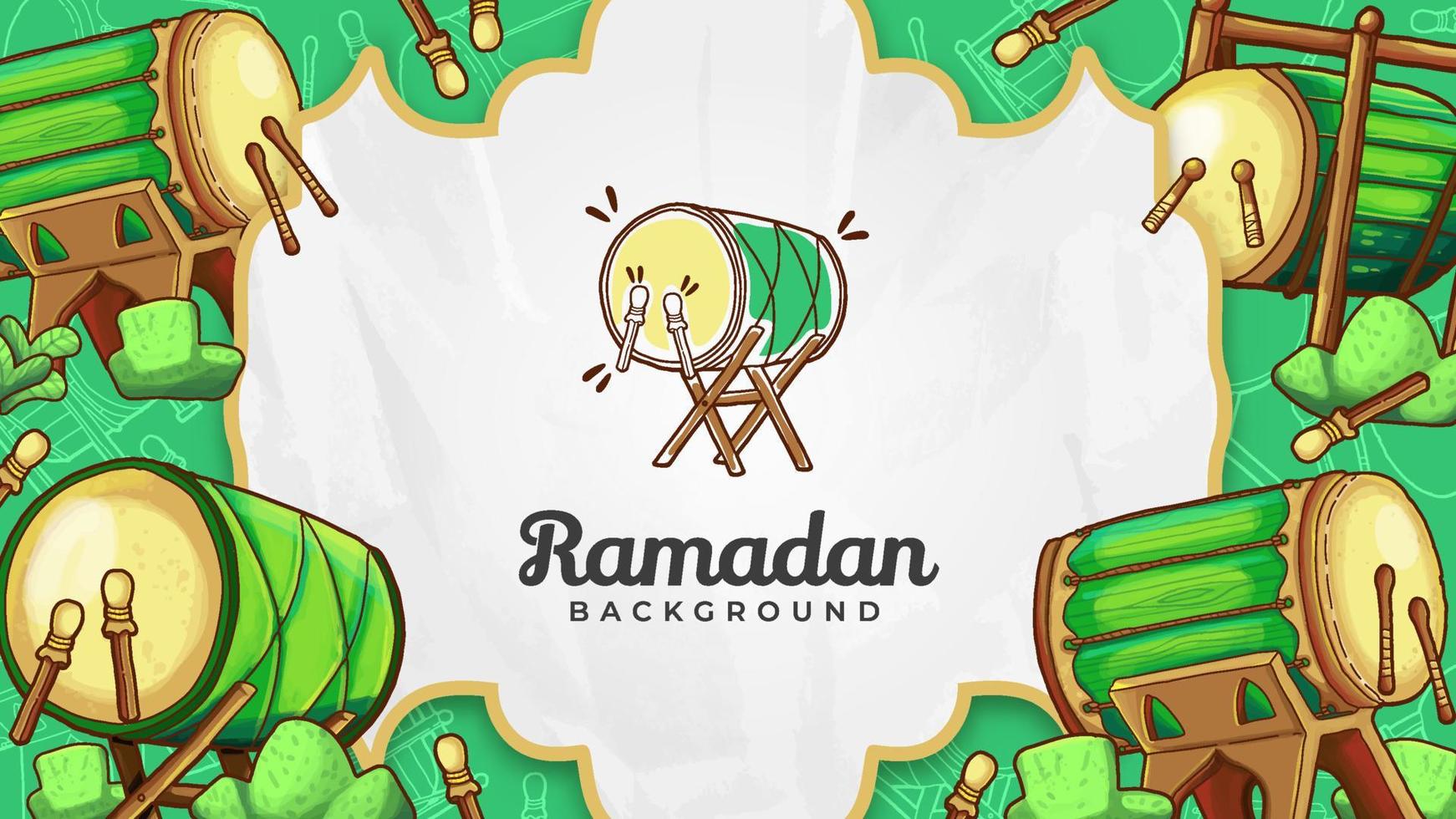 Hand Drawn Ramadan Bedugs Background vector