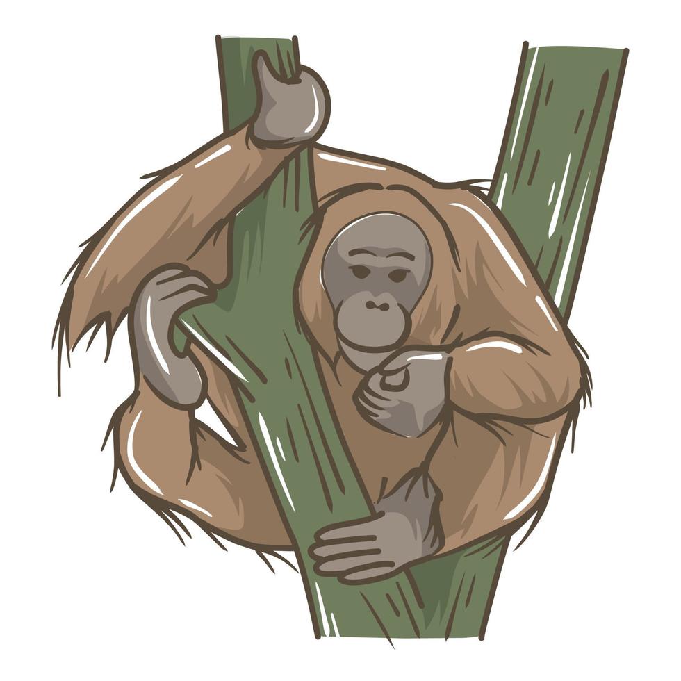 vector image of monkey and tree. wildlife pictures