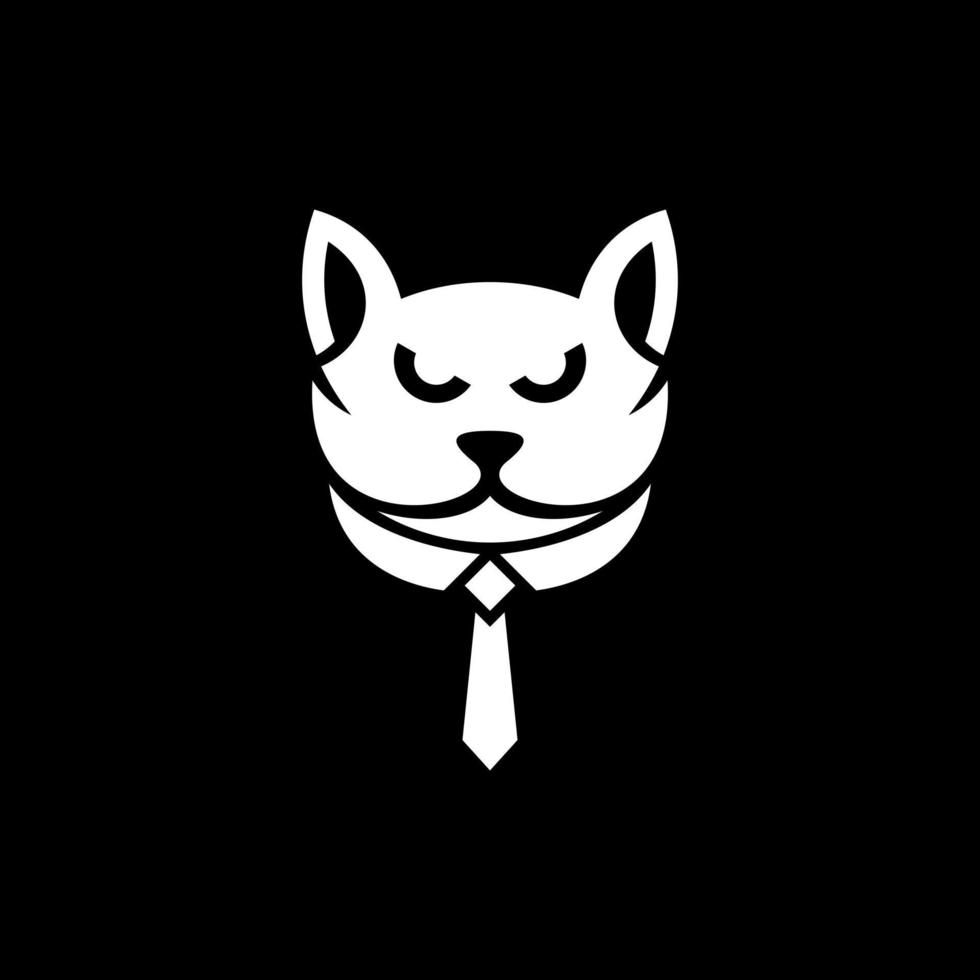 Animal cat head wearing formal suit creative logo vector