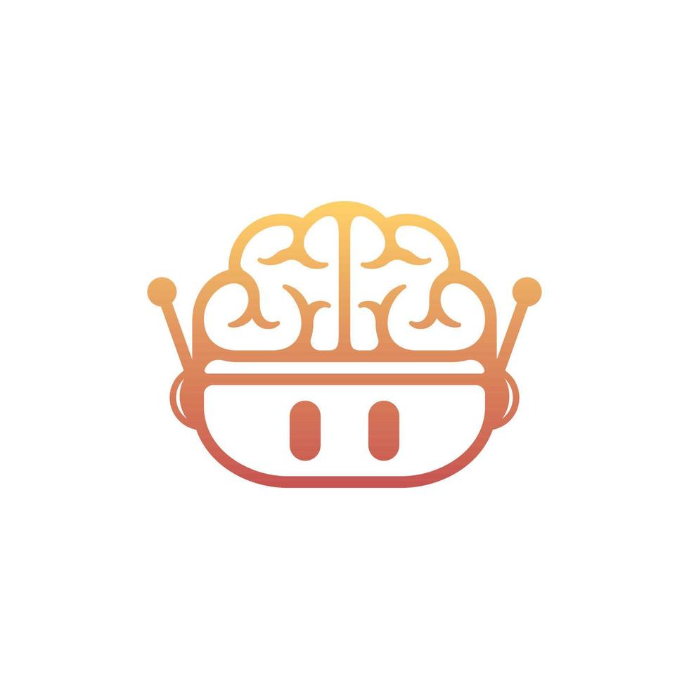 Brain robot tech simple logo vector