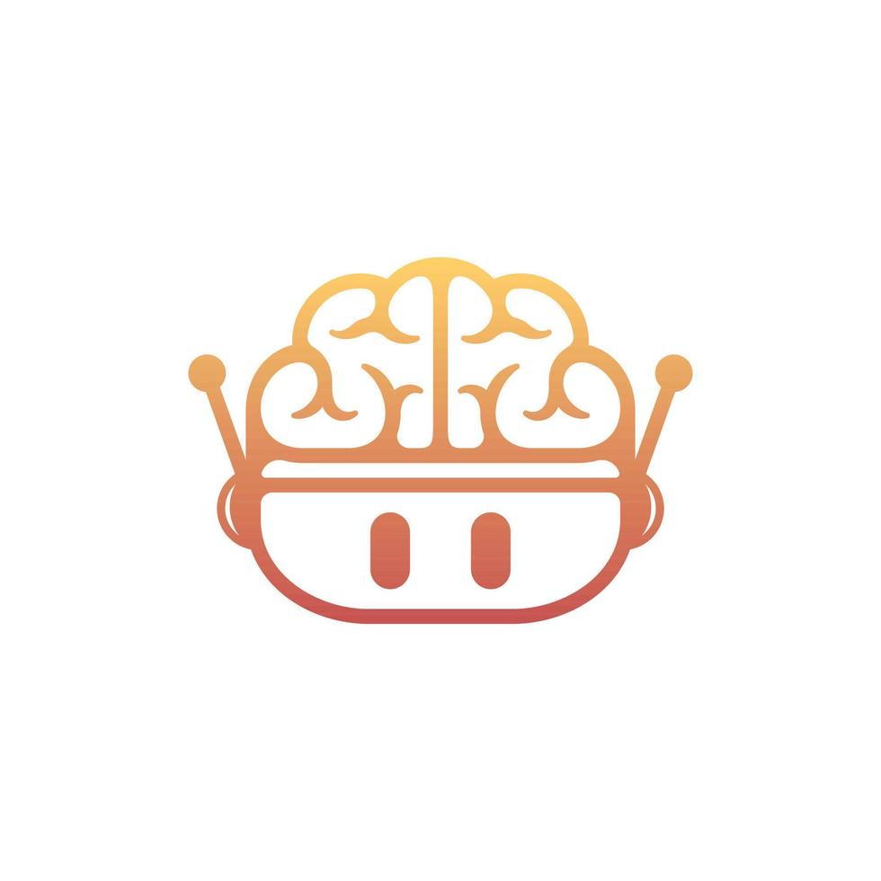 cerebro robot tecnología sencillo logo vector