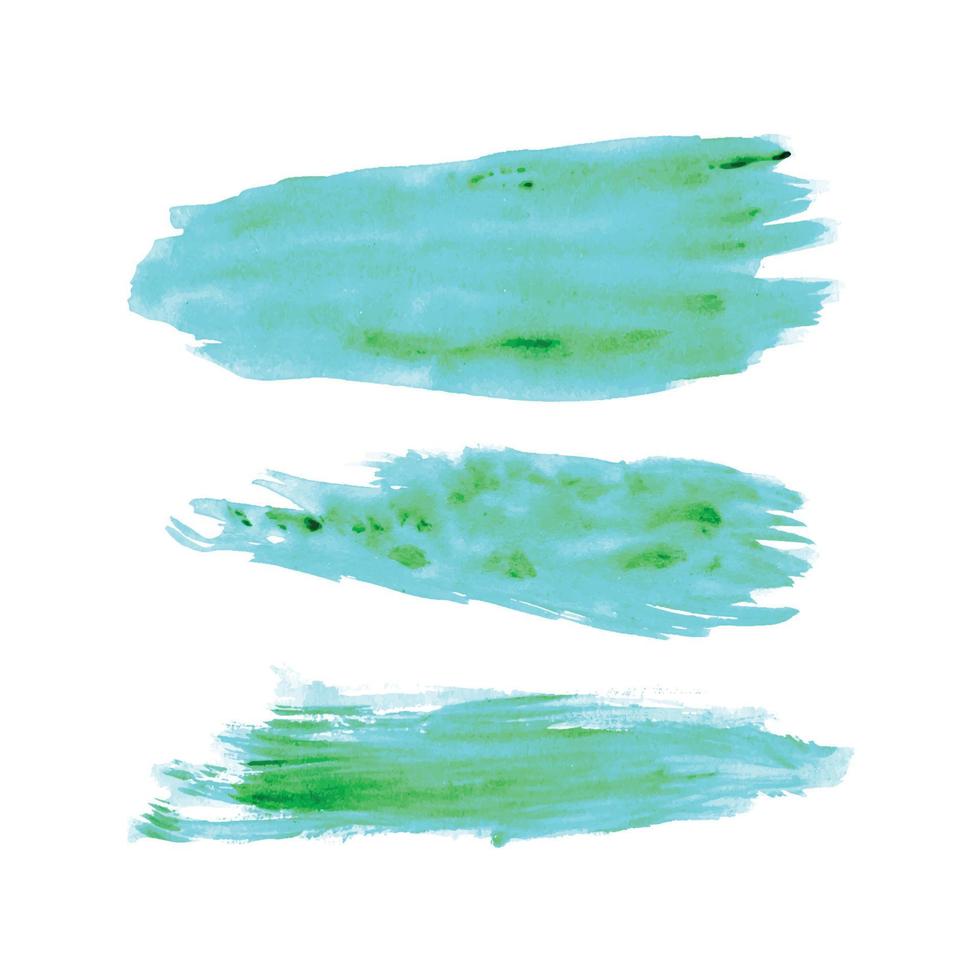 Vector a set of green paint brush. Watercolor hand drawing brush set