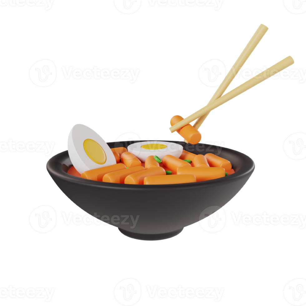 Tteokbokki icon 3d rendering illustration png