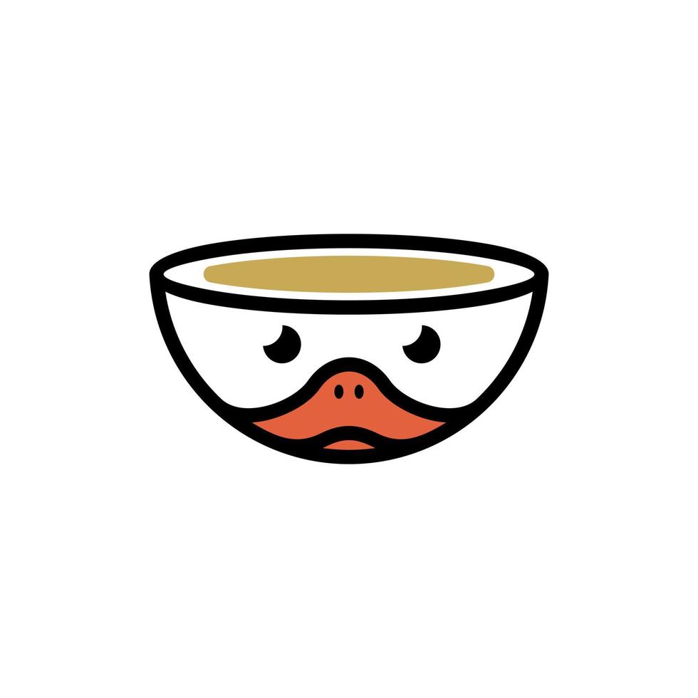 Duck face with bowl unique creative logo vector