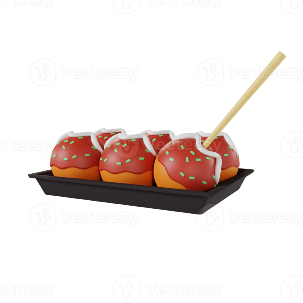 Takoyaki icon 3d rendering illustration png