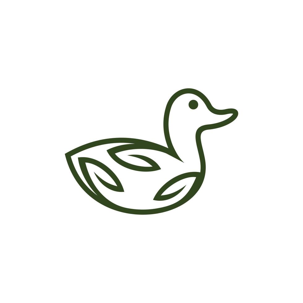 animal Pato hoja naturaleza sencillo logo vector