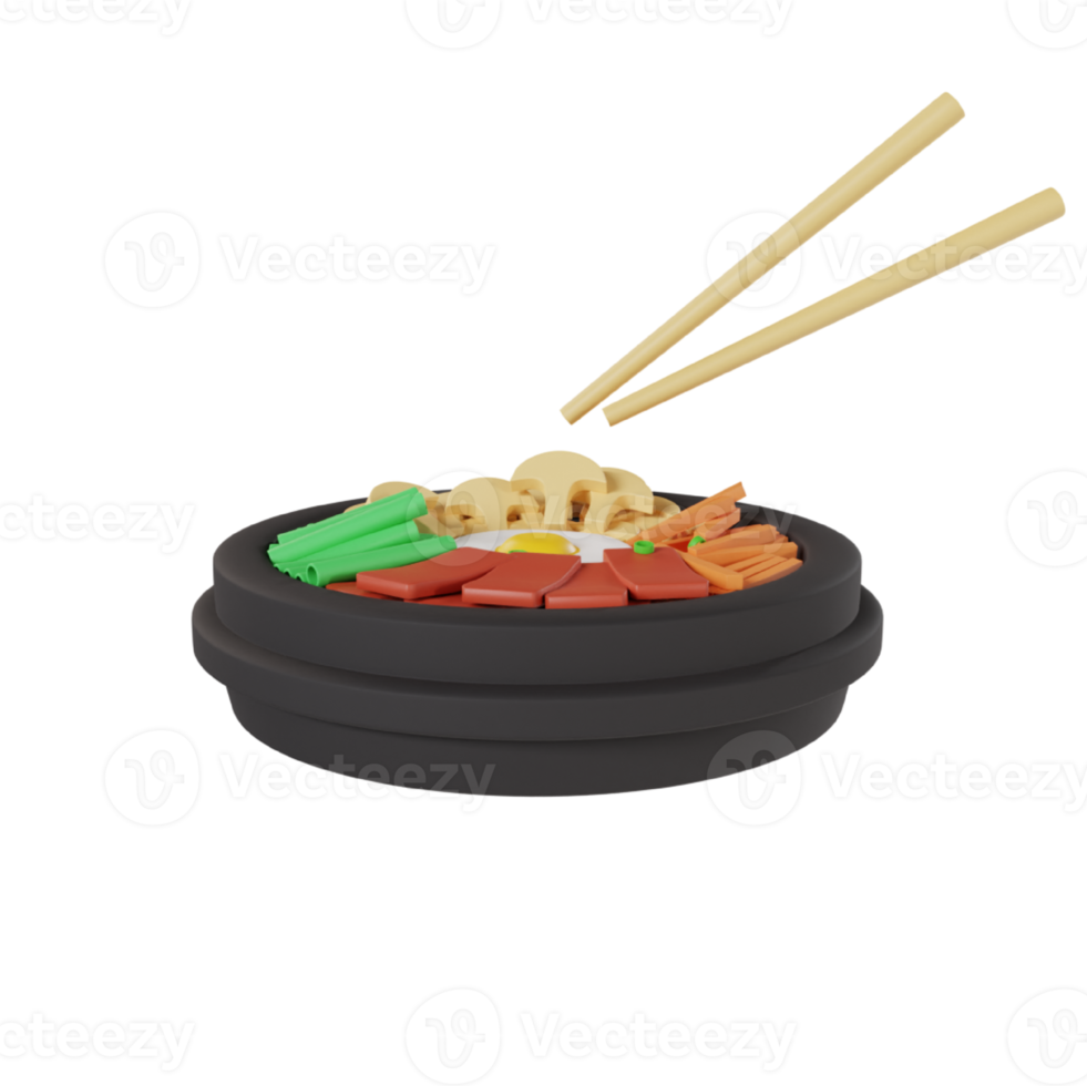 Bibimbap icon 3d rendering illustration png