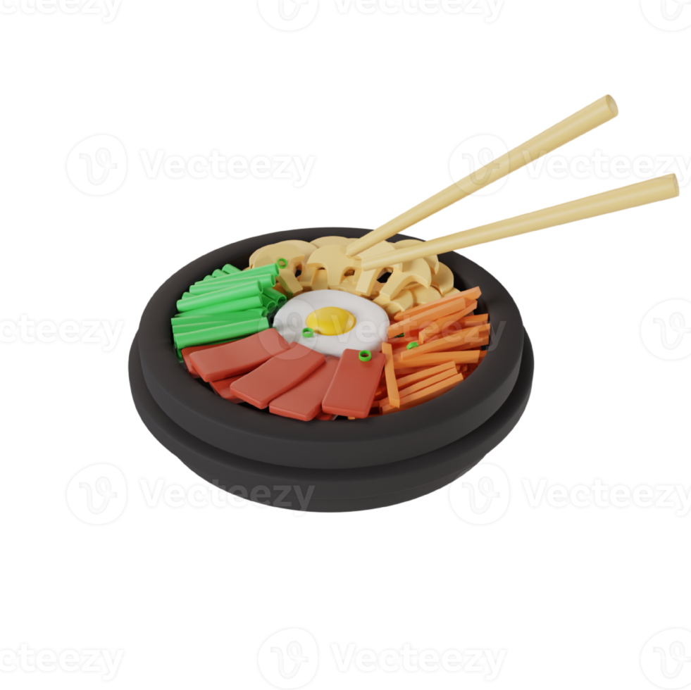 bibimbap icono 3d representación ilustración png