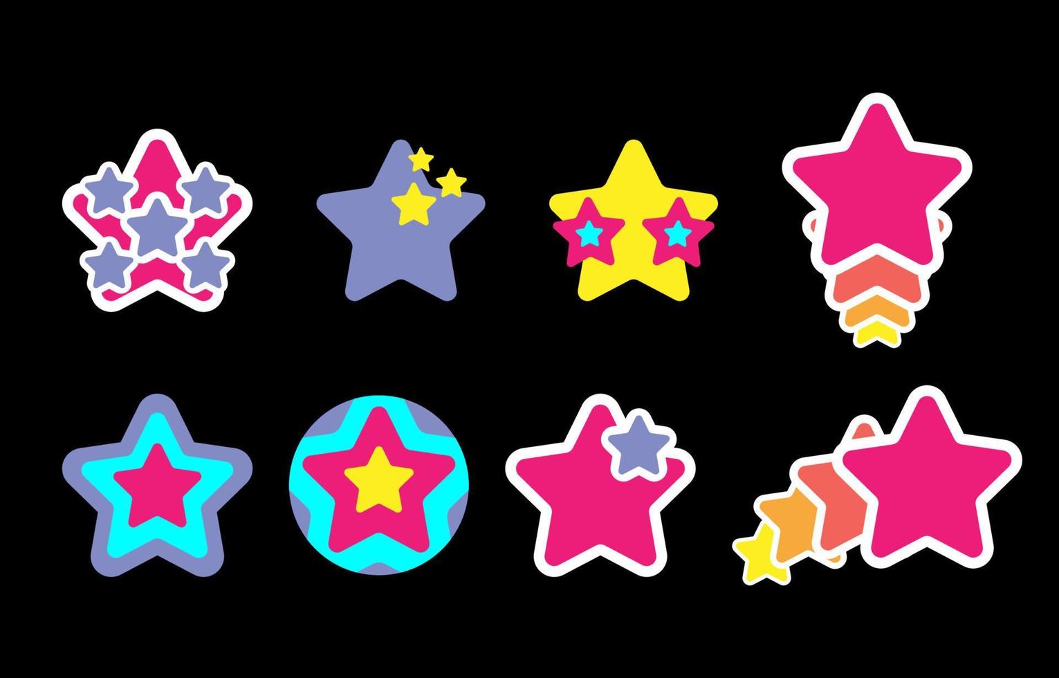 various cute star shape collection multicolor children style vector