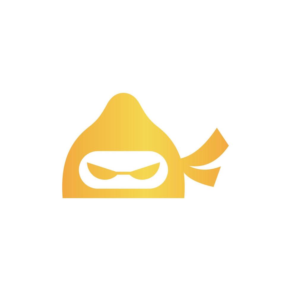 Lemon slice ninja face creative logo vector