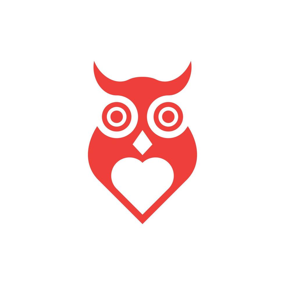 Animal owl with love geometric modern logo vector