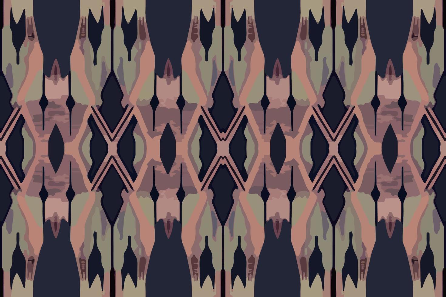 Egyptian geometry ikat pattern dark pastel background. Abstract traditional folk antique tribal ethnic graphic line. Ornate elegant luxury vintage retro style. Texture textile fabric Egypt patterns. vector