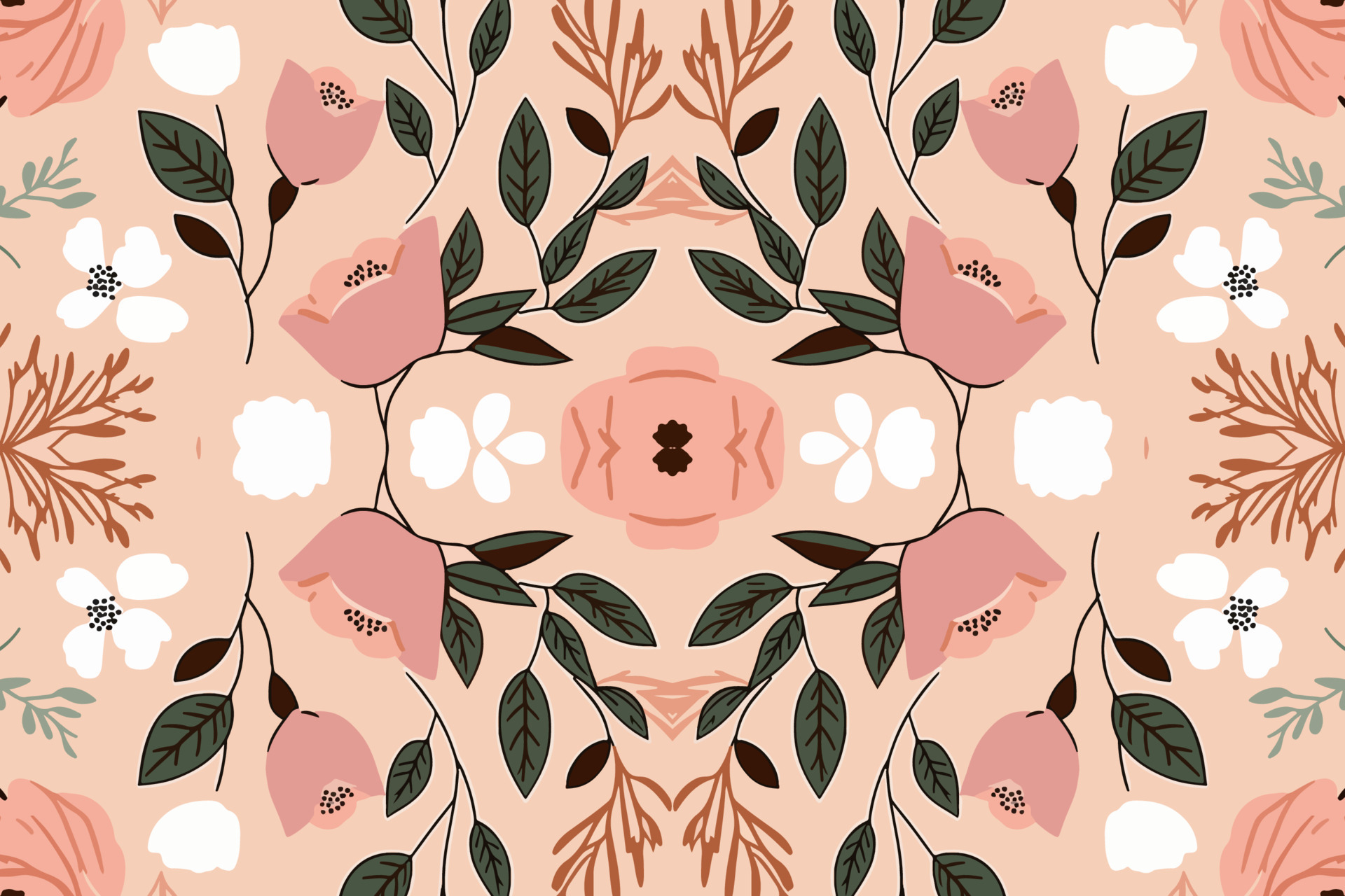 Floral seamless pattern light pink tone background. Abstract