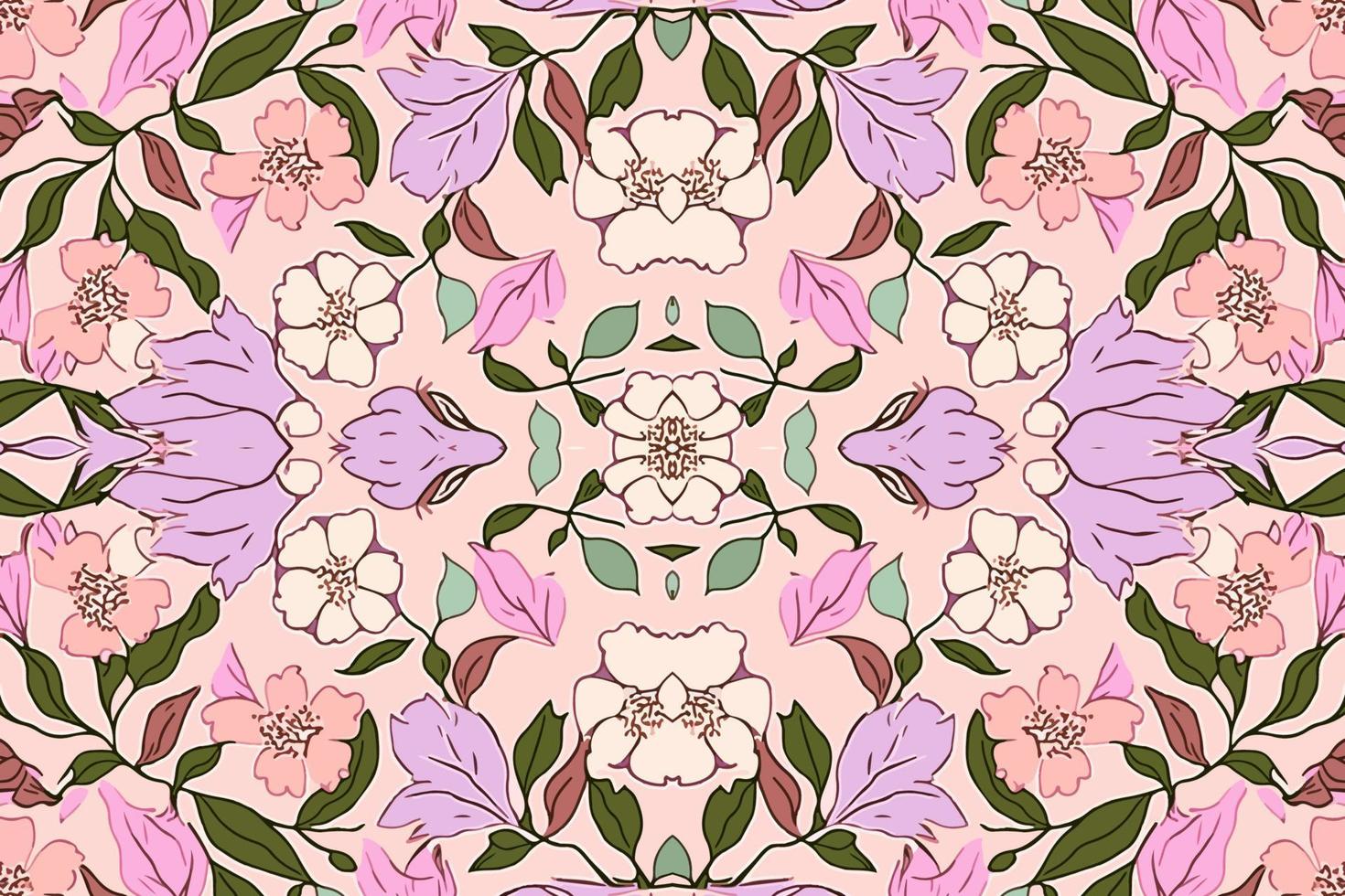 Floral seamless pattern light pink tone background. Abstract graphic line modern elegant minimal vintage retro style. Design for fabric texture textile print art background wallpaper tile backdrop. vector