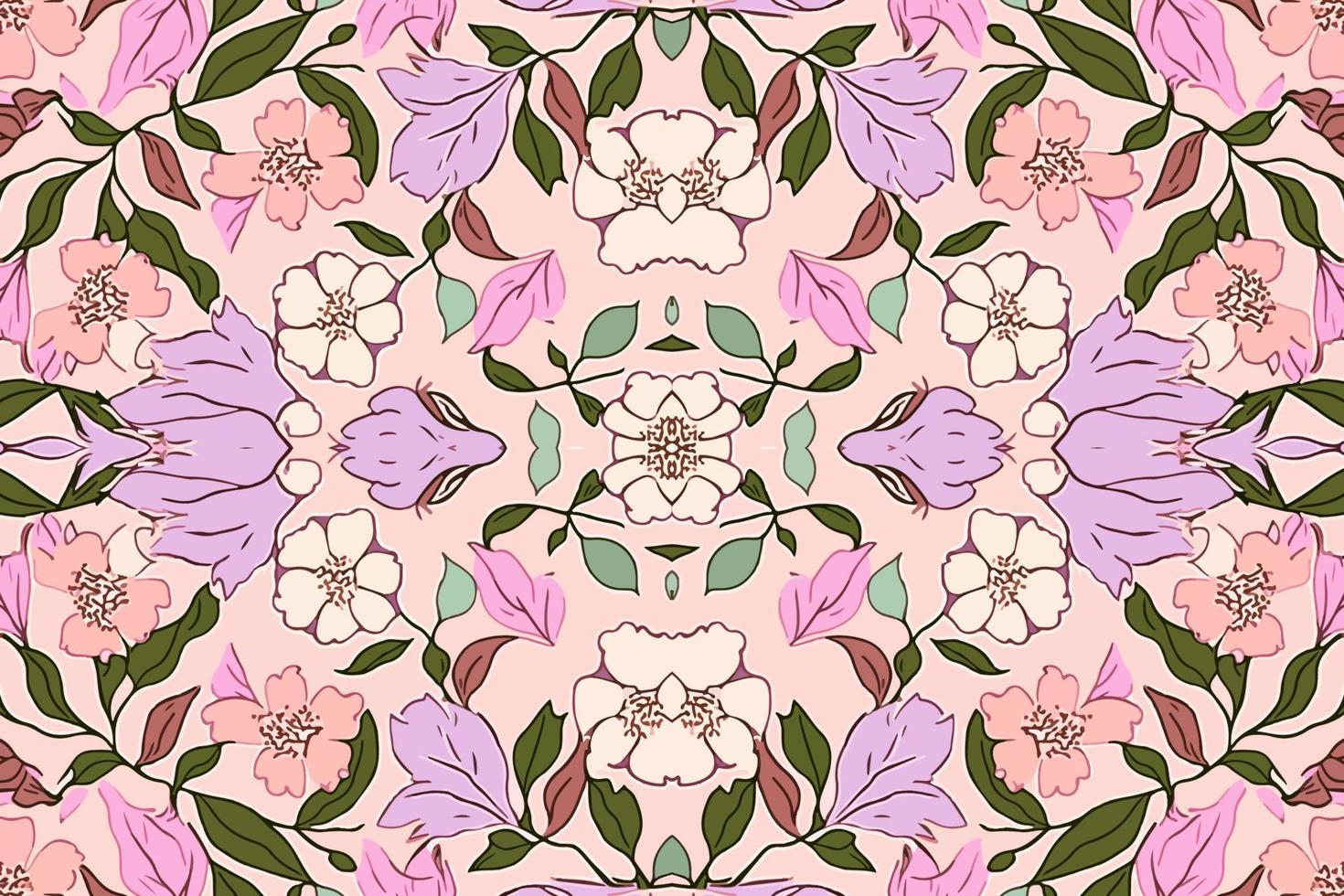 floral sin costura modelo ligero rosado tono antecedentes. resumen gráfico línea moderno elegante mínimo Clásico retro estilo. diseño para tela textura textil impresión Arte antecedentes fondo de pantalla loseta fondo. vector