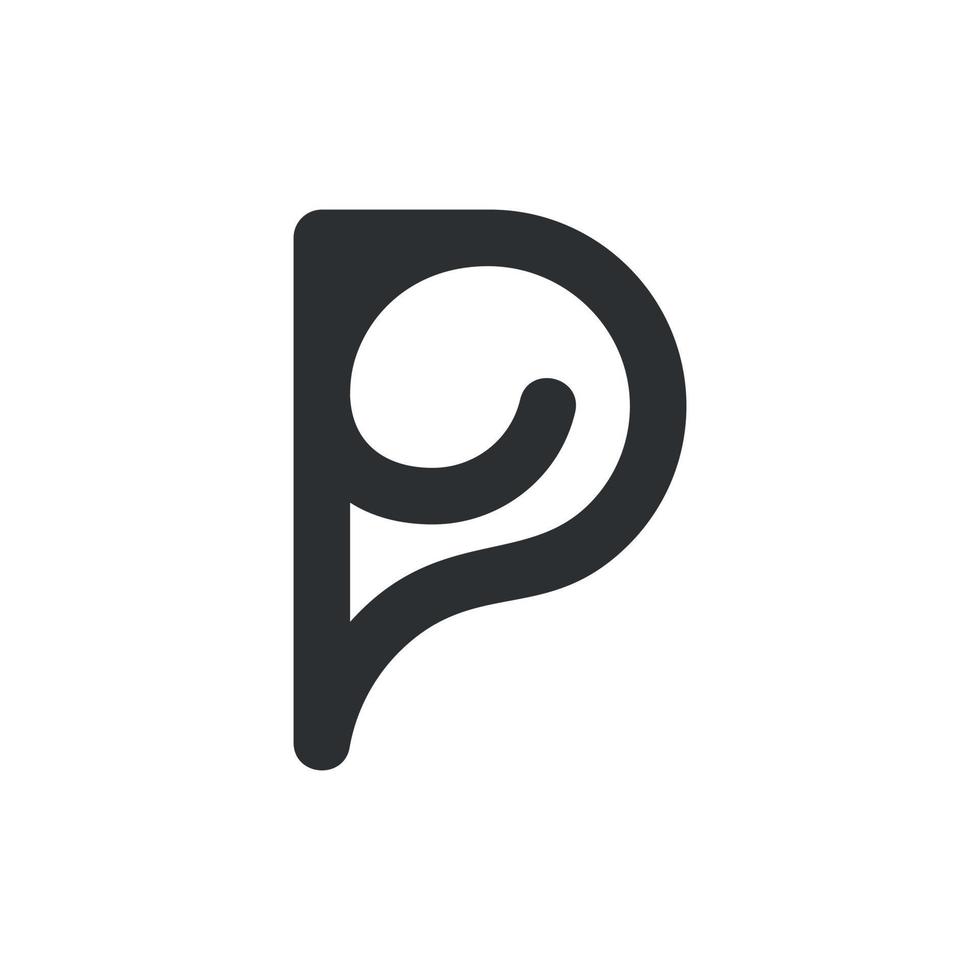 Initial letter p swirl modern simple logo vector