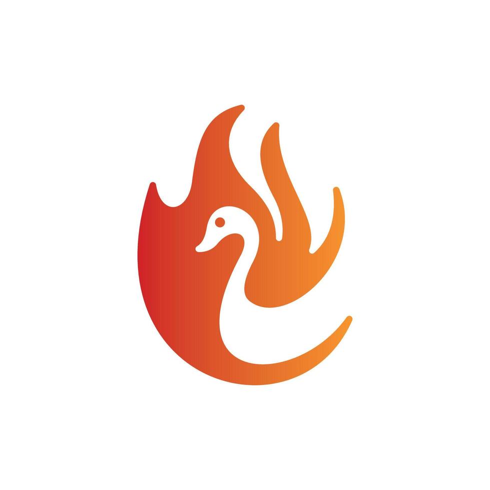 Animal swan fire flame modern logo vector