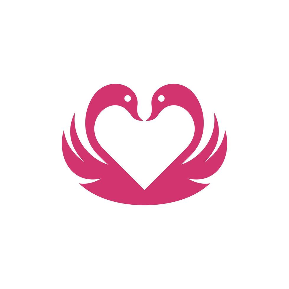 Animal two swan with love modern logo vector