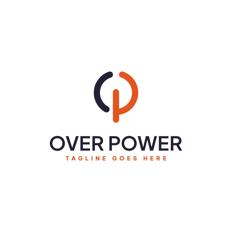Monogram Logo Design Initial letter O and P, on off icon, modern minimalist style. vector