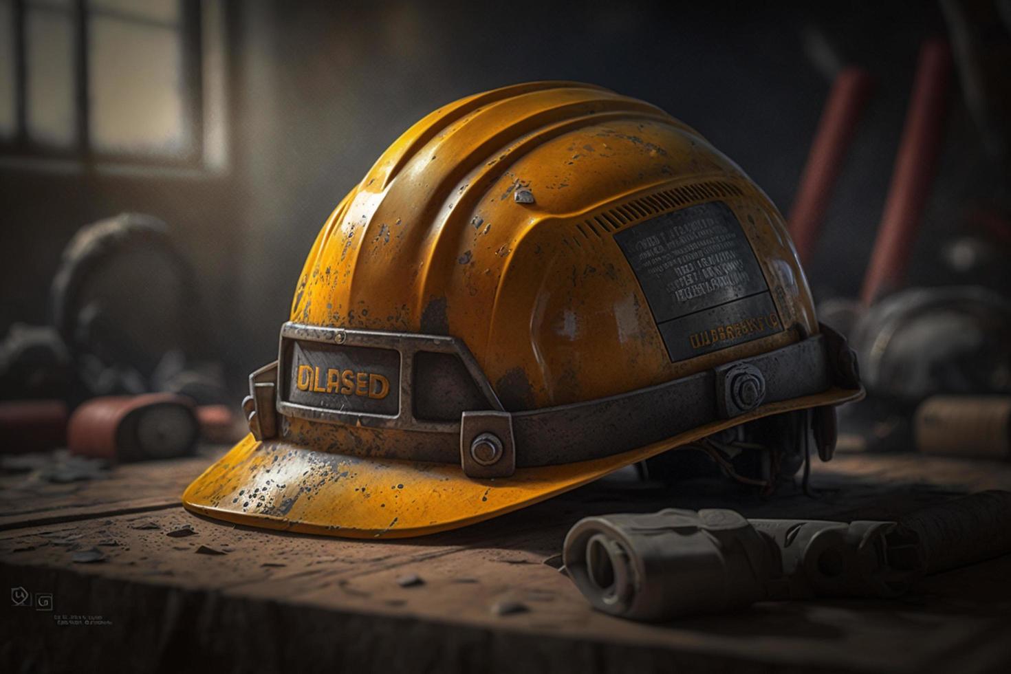 A hard hat and safety equipment to represent the construction industry
