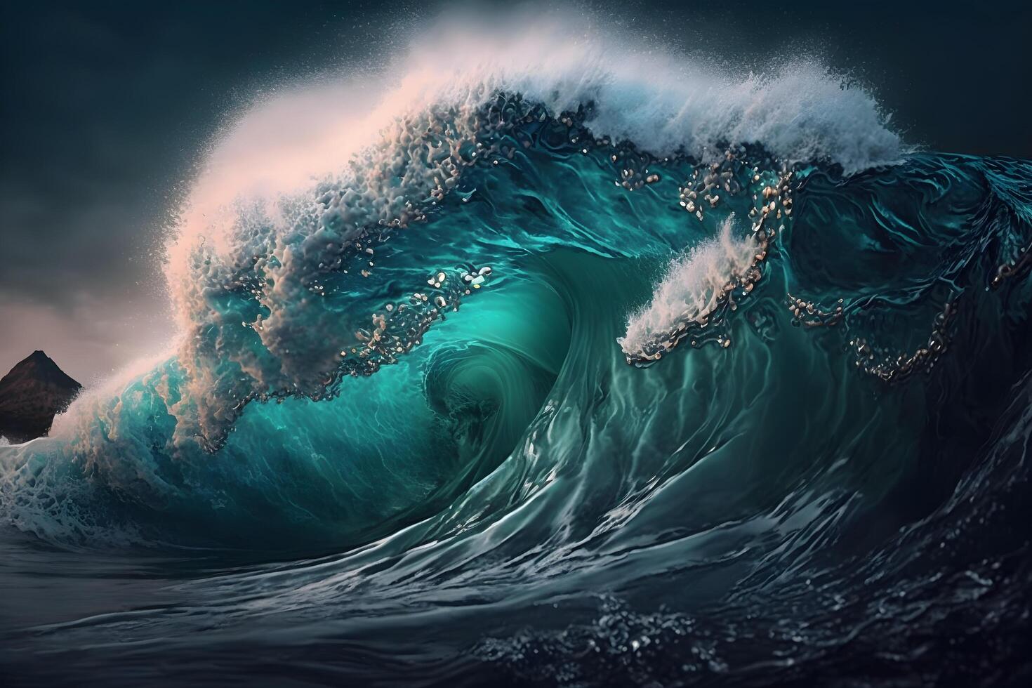 alto Oceano olas creado por generativo ai tecnología foto