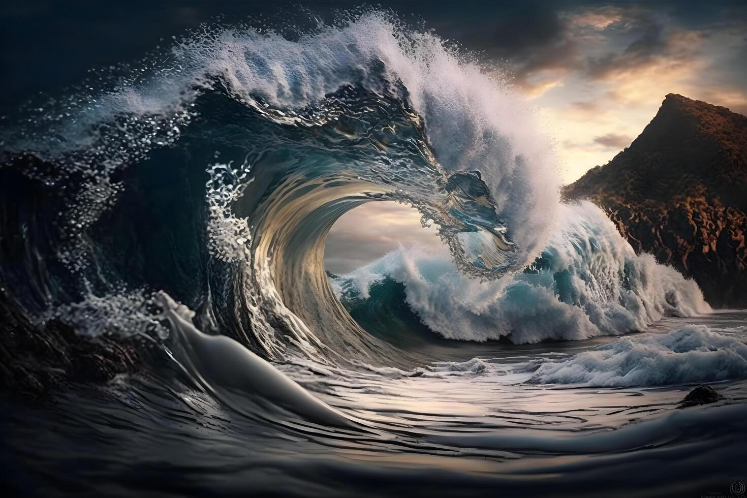 high ocean waves created by technology photo