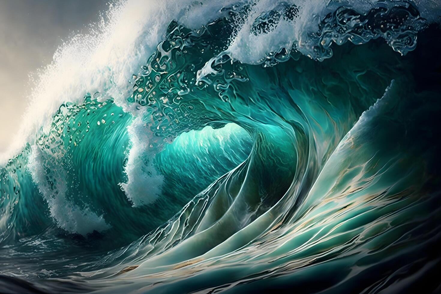 alto Oceano olas creado por generativo ai tecnología foto