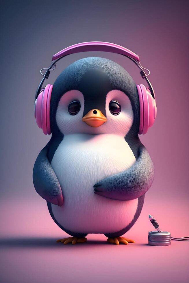 Cute and cute penguin animal created with technology photo