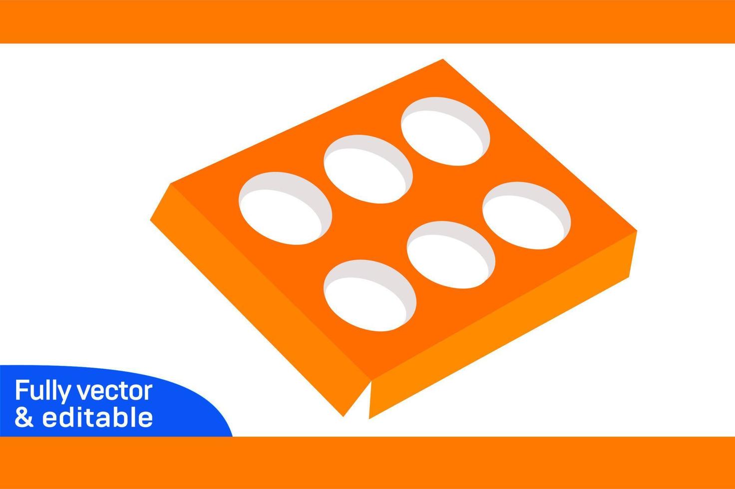 6 hole insert cupcake boxes, Unique 6 hole insert box Dieline template 3D box vector