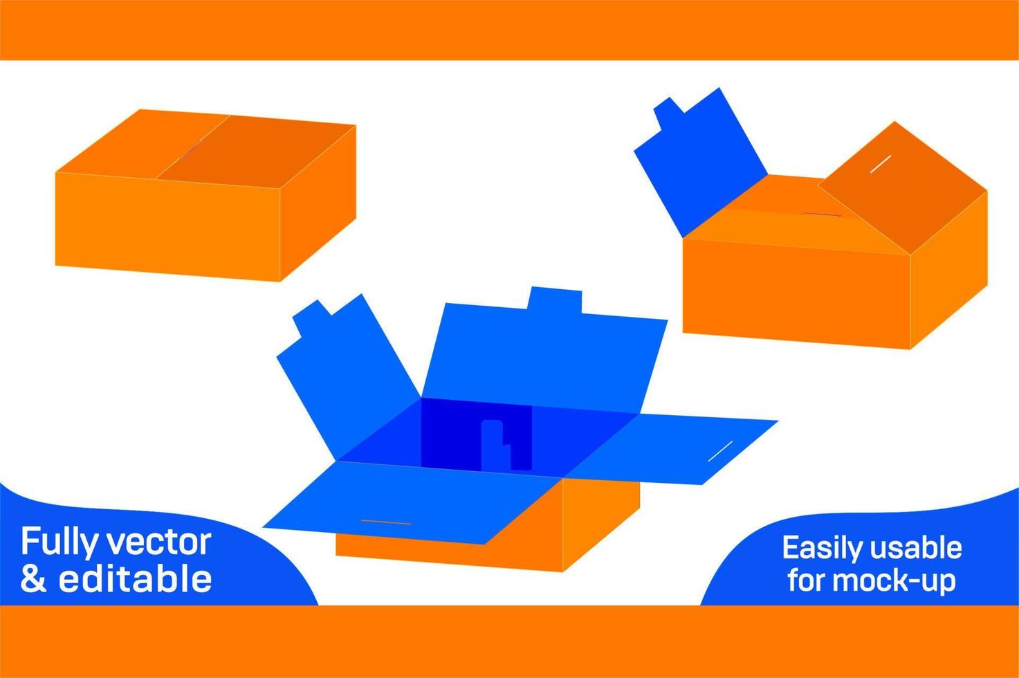 Cardboard cake box 5x4x2 inch dieline template and 3D box design 3D box vector