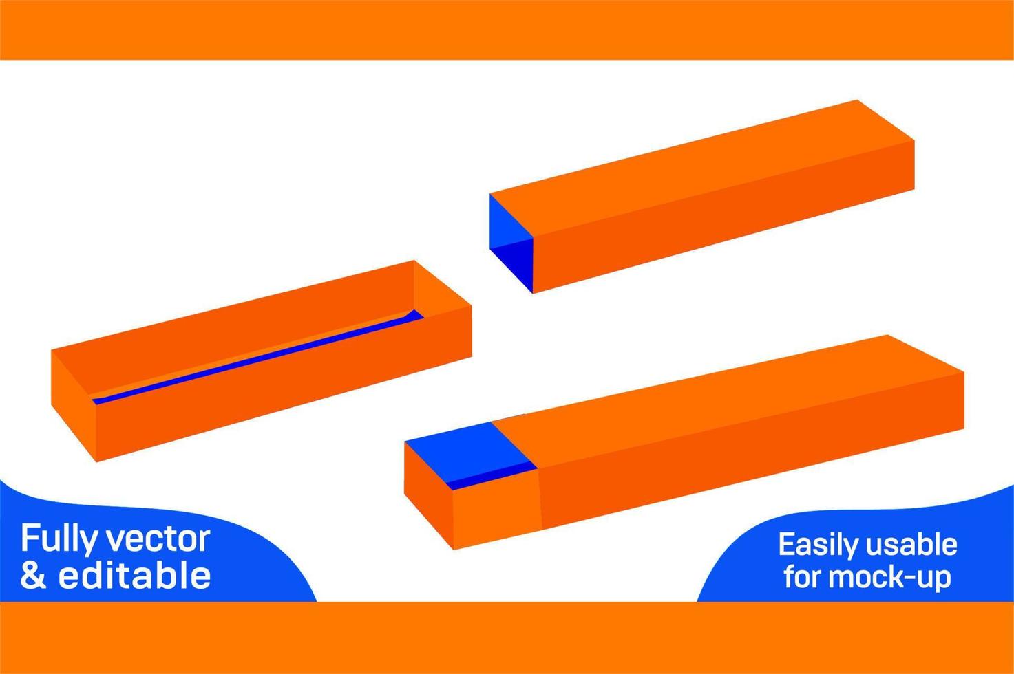 Chocolate box, gift box dieline template and 3D box design 3D box vector
