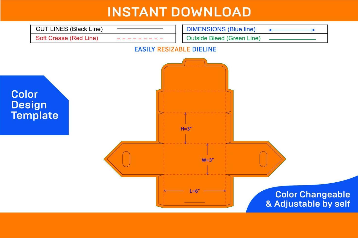 House shaped top flip box dieline template and 3D box design Color Design Template vector