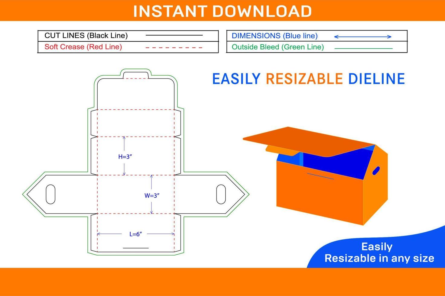 House shaped top flip box dieline template and 3D box design Box dieline and 3D box vector