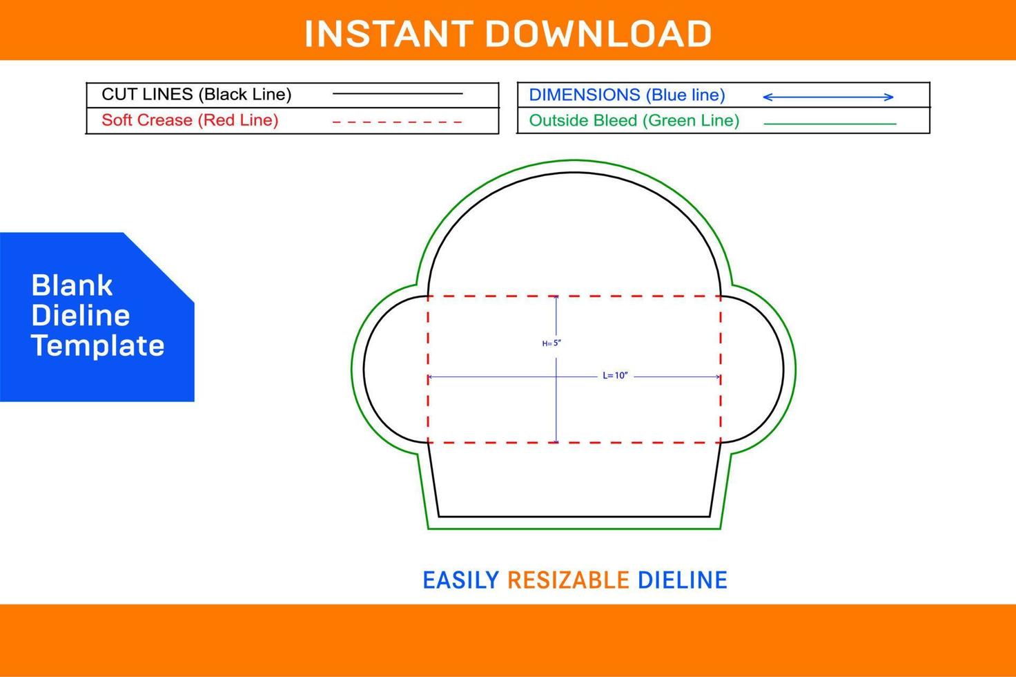 Massage envelope 5x10 inch dieline template and 3D envelope Blank dieline template vector