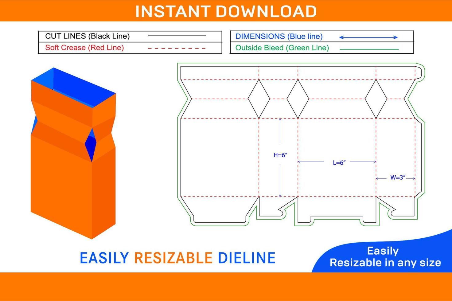 Celebration chocolate gift box dieline template Box dieline and 3D box vector