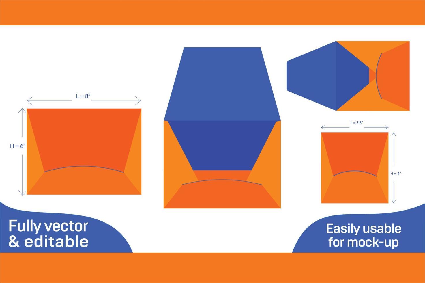 Creative envelope and love letter invitation card dieline template 3D box vector