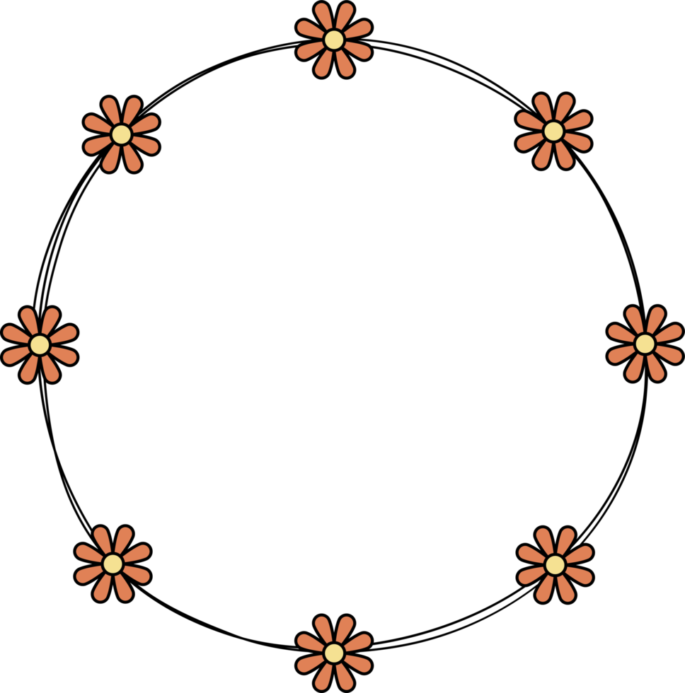 hand dragen cirkel ram dekoration element med blommor klämma konst png