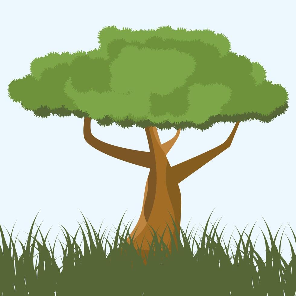 ilustración de arboles y césped vector