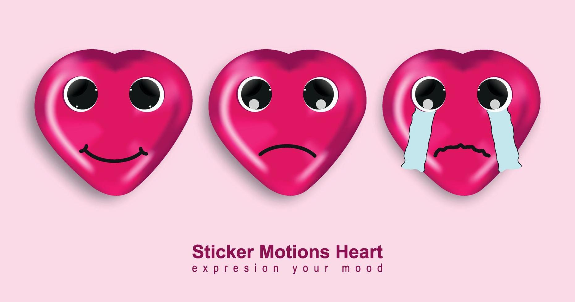 3D heart emoticon pink color vector file
