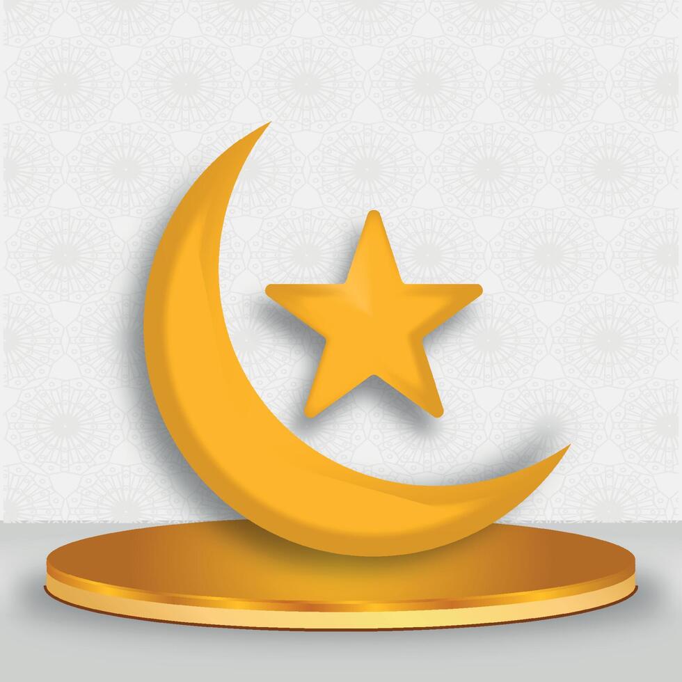 moon and star islamic ornament vector