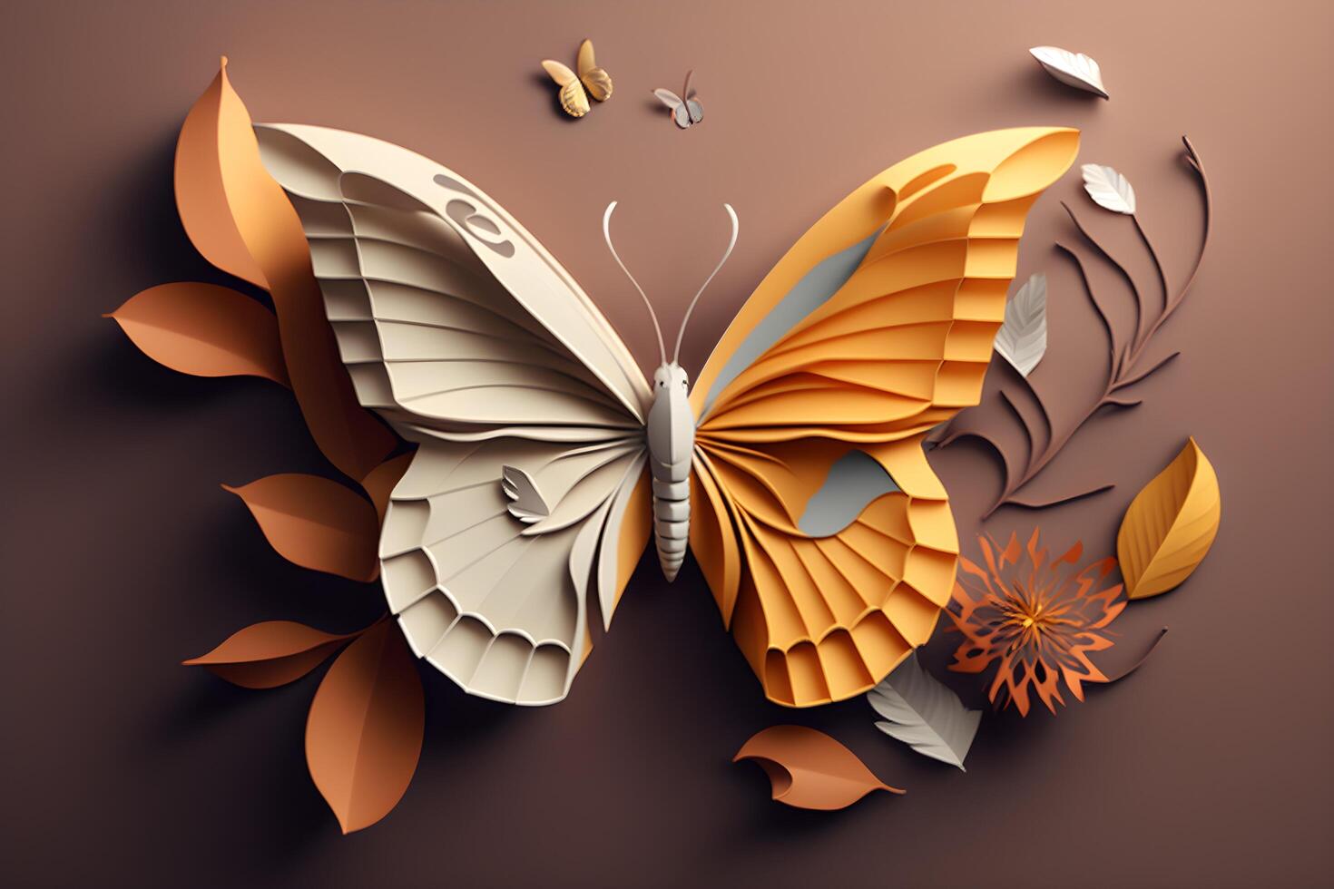 paper art with the concept of a butterfly made by technology photo
