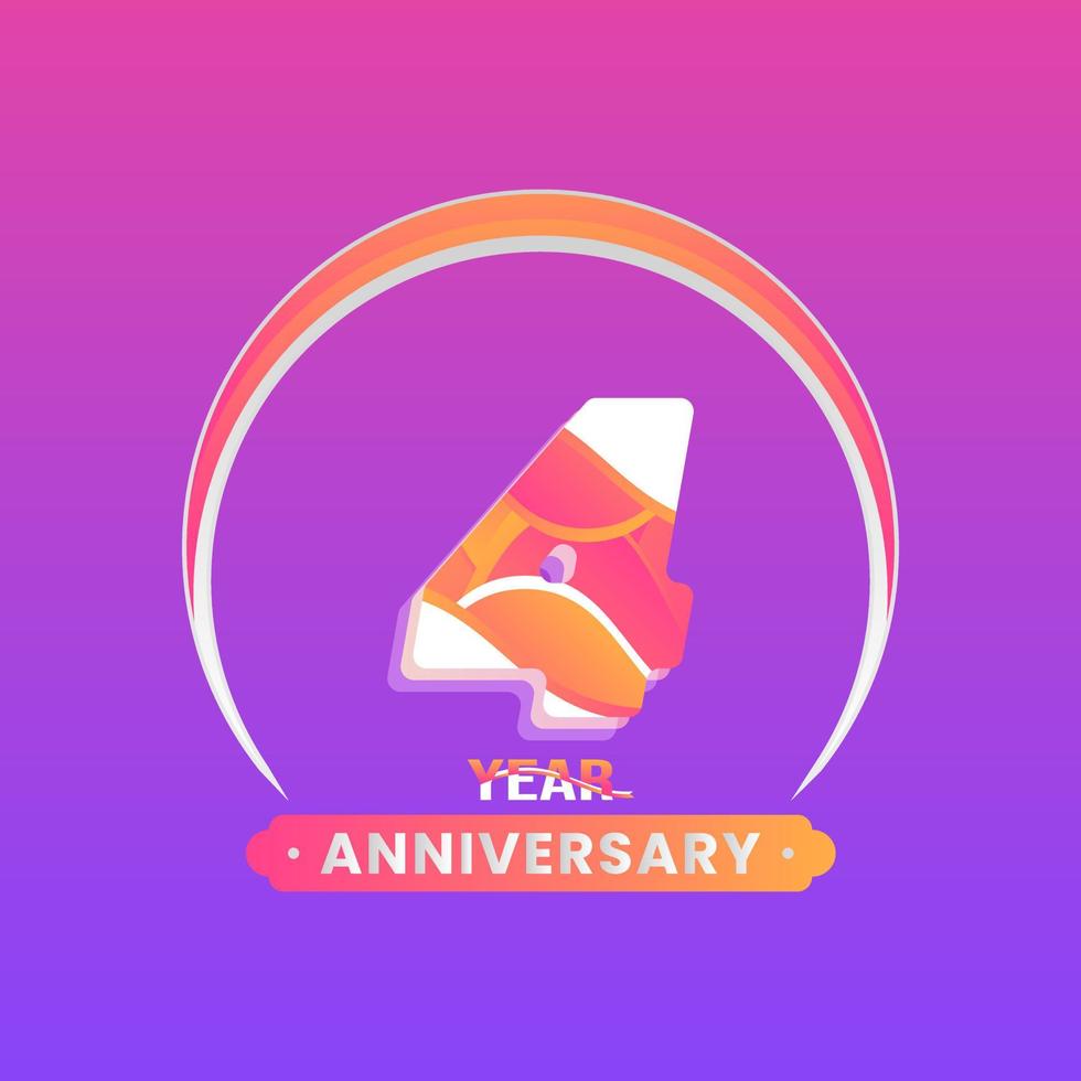 Anniversary with number year celebration and violet colors. vector
