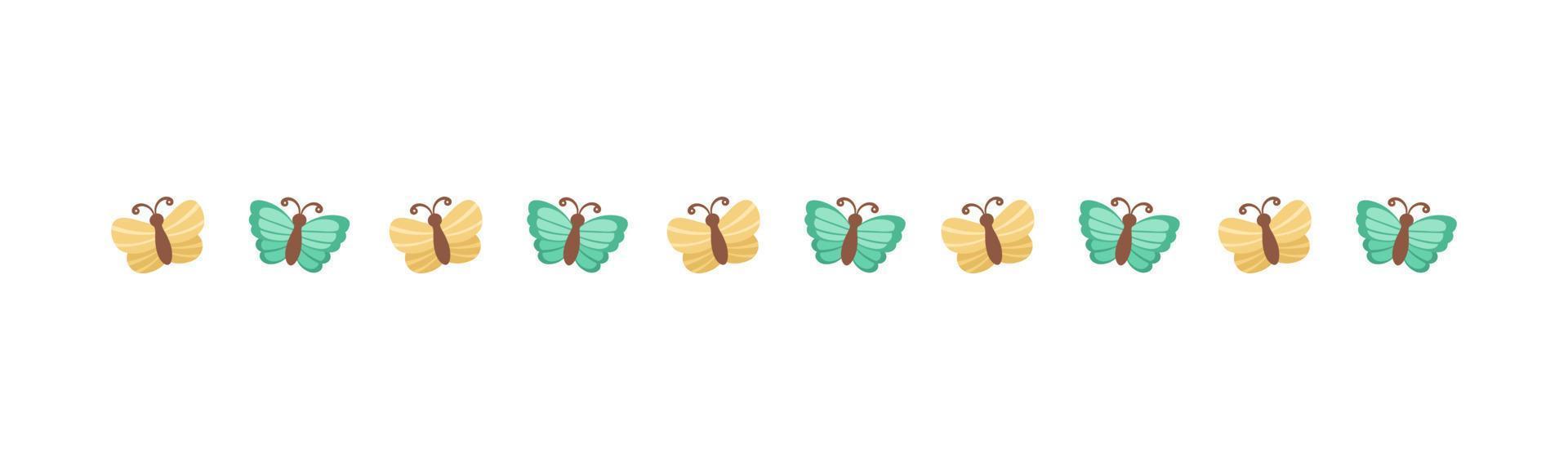 Cute Butterfly Separator Border Divider. Spring Summer Nature Vector Illustration Design.